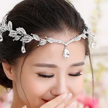 Vintage de cristal nupcial pelo accesorio boda de diamantes de imitación de agua tiara de hojas corona diadema Frontlet de dama de honor joyería del pelo