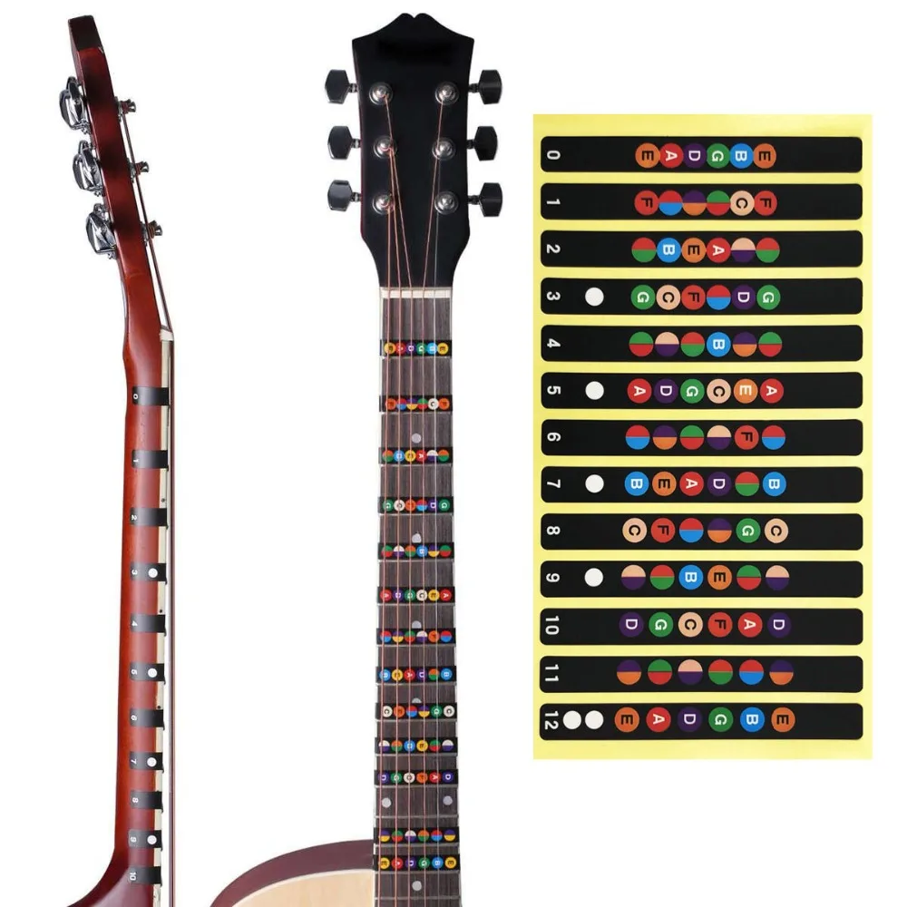 

Опт 50 шт., наклейки для гитары с грифелем, с кодовой картой для обучения, аксессуары для гитары для начинающих