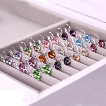

Crazy Feng Stud Earrings with Stone Silver Color Round Birthday Trendy For Women Wedding Party Jewelry Rhinestone Pendientes