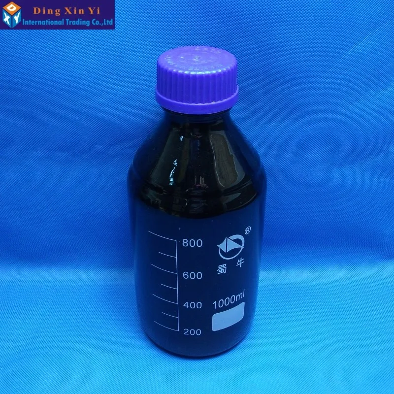 1000 мм Янтарное стекло реагент бутылка с Синяя винтовая крышка лабораторный флакон для реактивов Лабораторная посуда