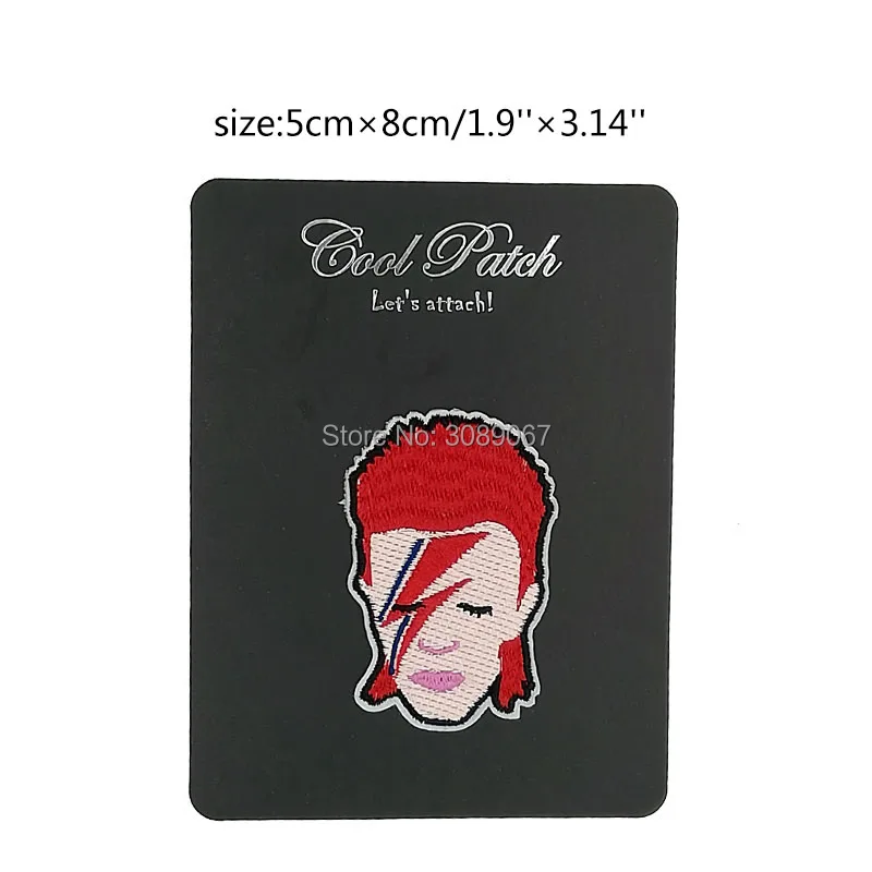 

3.1" David Bowie Face Red Hair Iron On Patches ROCK PUNK DIY Embroidered badge rockabilly music band pop electronic experimental