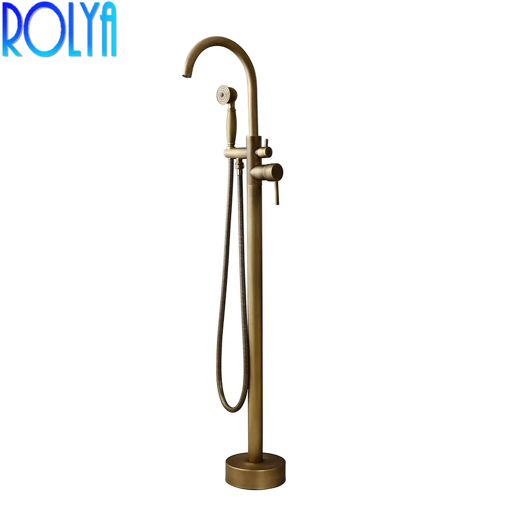 Antique Brass Floor Mounted Bathtub Faucets (2)