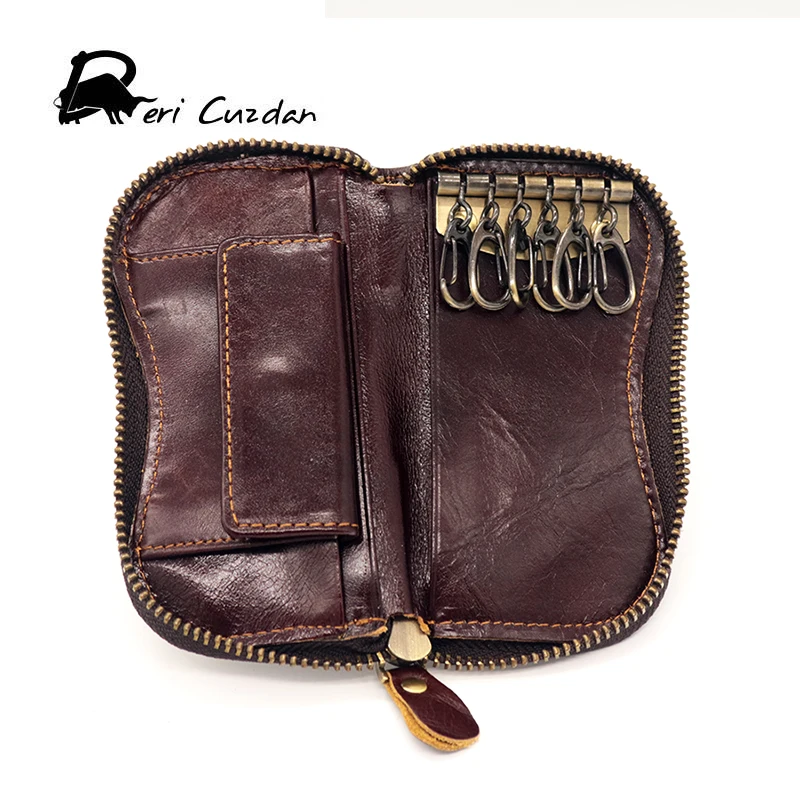 DERI CUZDAN Mens Genuine Leather Key Wallets with Coin Pocket Smart Key