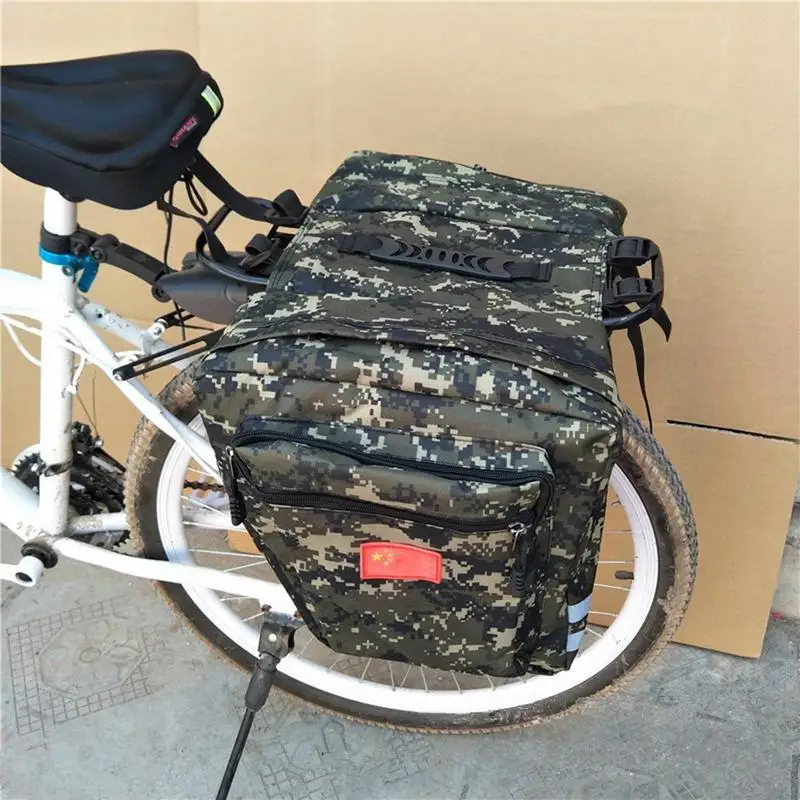 

LACYIE Enlarged Mountain Bicycle Bike Camo Trunk Bags Cycling Double Side Rear Rack Tail Seat Pannier Pack Luggage Carrier Bag