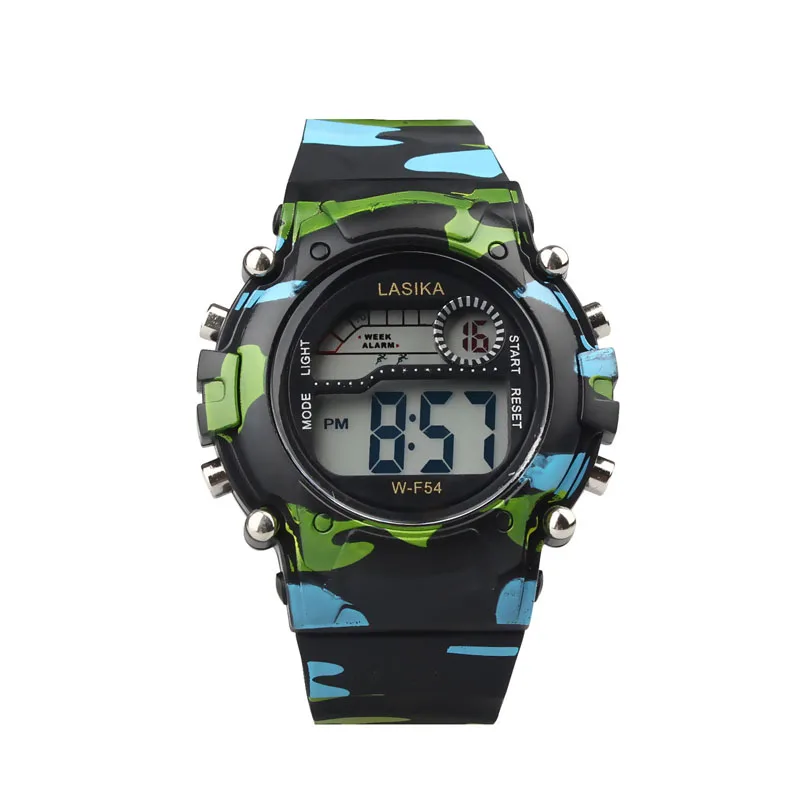 

New Fashion Children Watches Camouflage Style Boy Girls LED Digital Analog Quartz Alarm Date Watch Rubber Sport Military Watch