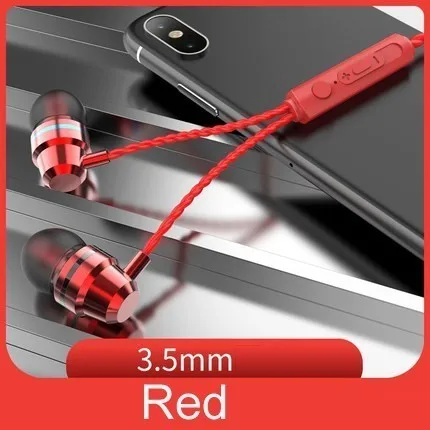 DUSZAKE DM1, спортивные проводные наушники, наушники для телефона, бас-вкладыши, наушники для телефона, гарнитура с микрофоном для Xiaomi Iphone - Цвет: Red