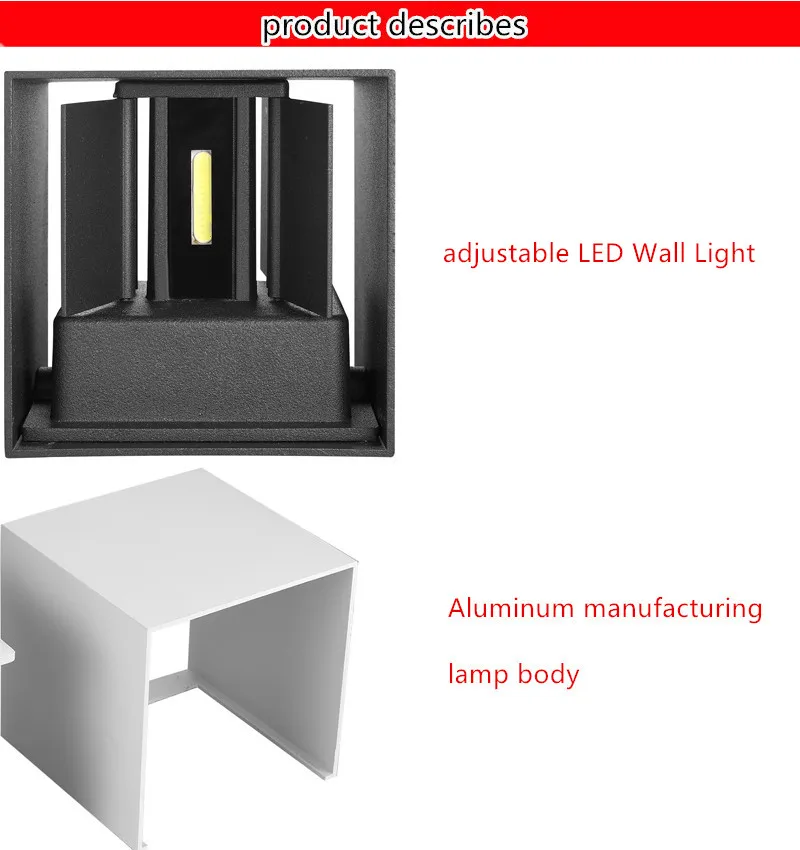 IP65 Водонепроницаемый 12 Вт внутренний наружный светодиодный настенный светильник современный алюминиевый регулируемый поверхностный монтируемый кубический светодиодный уличный светильник для крыльца