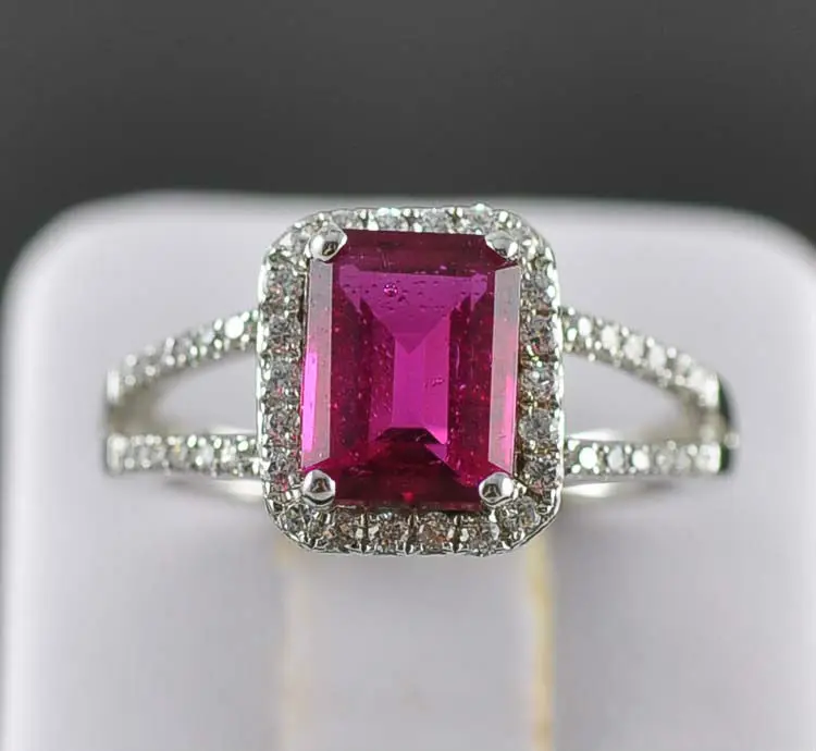 1.80CT NATURAL RED RUBY Engagement RING SOLID 14kt WHITE Gold Fine Jewelry Wholesale-in Rings ...