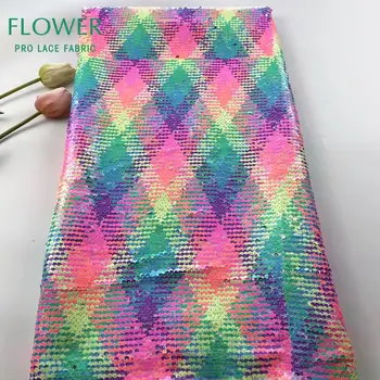 

Dazzling Design Guinean Colourful Sequins Net Lace Fabrics Nigerian Elegent Women Party Wedding Dresses Sequined Lace Material