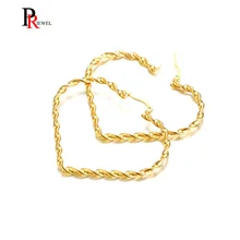 Hợp thời trang Bông Tai Trái Tim cho Phụ Nữ Vàng Tone Thép Không Gỉ Lớn Hoop Bông Tai Femme Đảng Quà Tặng brinco(China)