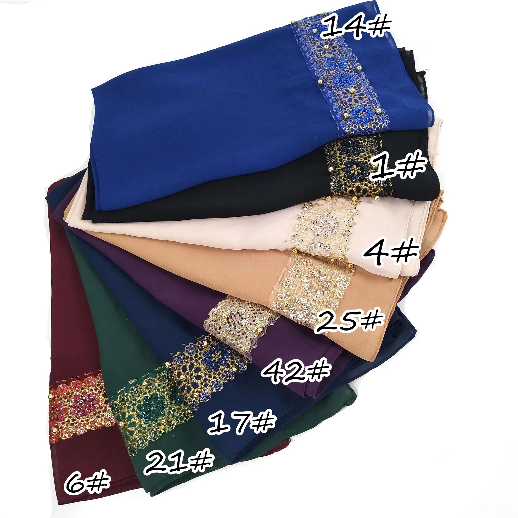 H4 высокое качество кружева жемчужный пузырь хиджаб Леди шали шарфы для женщин 180*75 см можно выбрать цвета