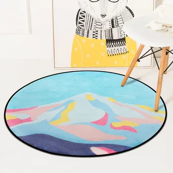 

Round Carpet Color Mountain Printed Soft Carpets Anti-Slip Rugs Lovely Cartoon Computer Chair Mat Floor Mat For Home Kids Room