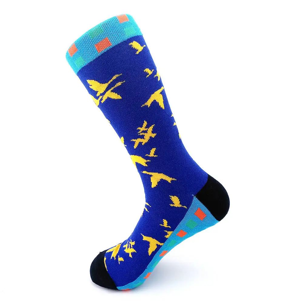 1 пара, мужские носки в стиле хип-хоп с животными, повседневные носки из чесаного хлопка, дышащие носки в стиле Харадзюку с цветком, креативные забавные теплые носки - Цвет: 21