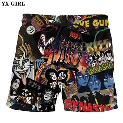 YX девушка Прямая доставка 2018 Летняя мода новый стиль для мужчин s шорты для женщин KISS band 3D печатных Хип Хоп Мужчин/для женщи
