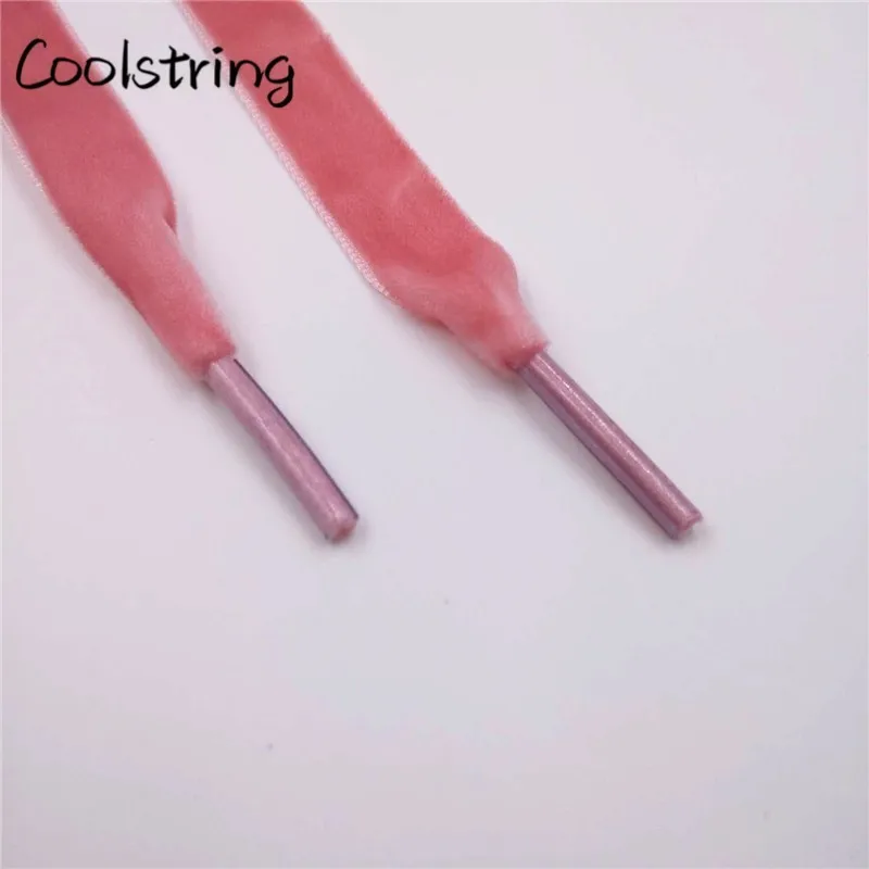 Coolstring 1,27 см(1/2 дюйма) пластиковые наконечники плоские односторонние сверхпрочные вельветовые шнурки для спортивной обуви одна пара Прямая поставка - Цвет: 1631-1	Pink