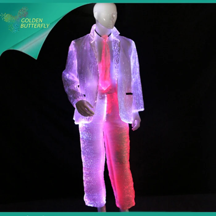 Костюм со светодиодами светящийся пиджак и брюки мода 2017 костюм из волокна