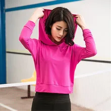 Для женщин и спортивная одежда для девочек, свободная спортивная рубашка для пробежек Топы быстросохнущие впитывающие, дышащие сетчатые высокая эластичность, для йоги пуловер с капюшоном