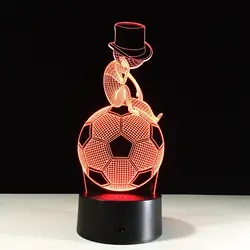 Survetement Футбол 2017 3D Ночник Новинка USB LED 3D Настенный светильник Батарея работает дети лампы Спальня