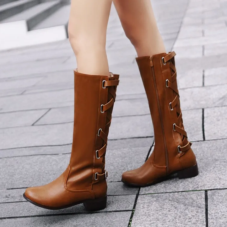 

Big Size 11 12 13 14 15 16 17 High-cylinder side zipper trend simple belt buckle boots back strap Martin boots