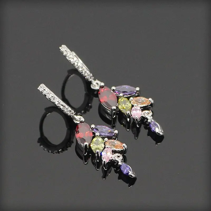 Trend Multi Colored Cubic Zirconia 925 Sterling Silver Drop Dangle Earring For Women Sterling Silver Jewelry Free Gift Box Trend Multi Colored Cubic Zirconia 925 Sterling Silver Drop Dangle Earring For Women Sterling Silver Jewelry Free Gift Box