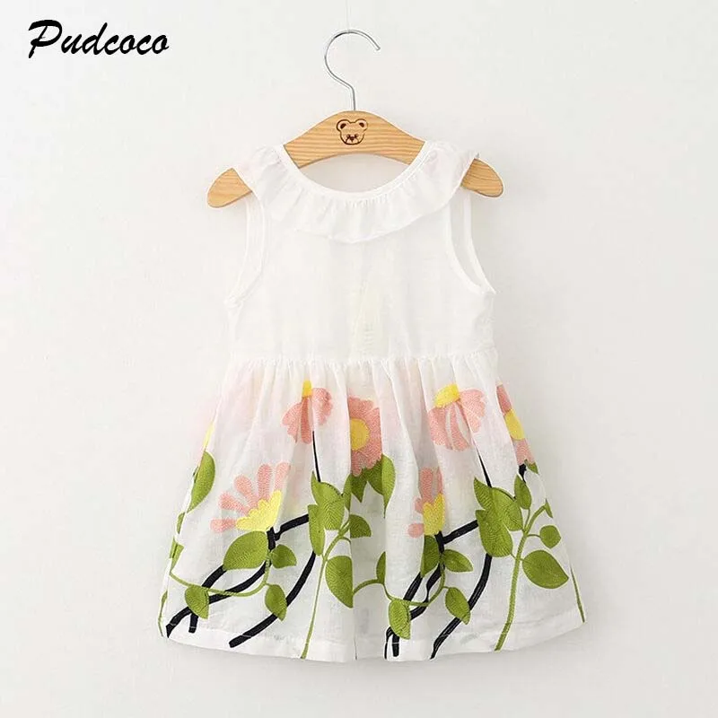 2019 Brand Toddler Kids Baby Girls Princess Tutu Dress Floral Ruffle Sleeveless Pageant Wedding Party Sundress Fashion Clothes | Детская