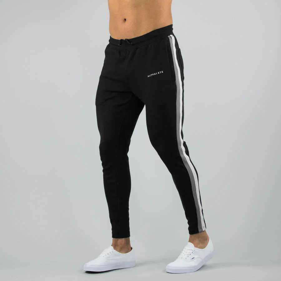 Men Casual Jogger Pants Side Striped Vogue Male Slacks Long Trousers Sportswear Workout Slim Fitness Pencil Pants Elastic Waist