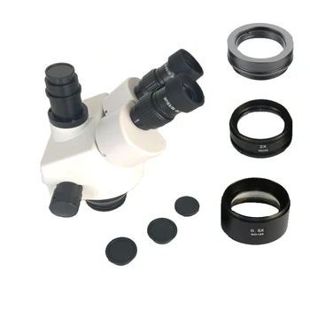 

Smartphone pcb repair 3.5X-90X Trinocular stereo microscope head with 0.5X 2.0X auxiliary Objective lens microscopio camera