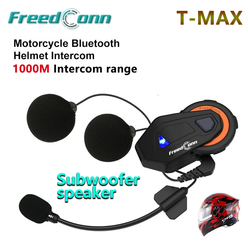 

2pcs 1000m Bluetooth Motorcycle Helmet Intercom BT Capacetes Headset Motorbike Interphone Freedconn Brand T-MAX Version 4.1