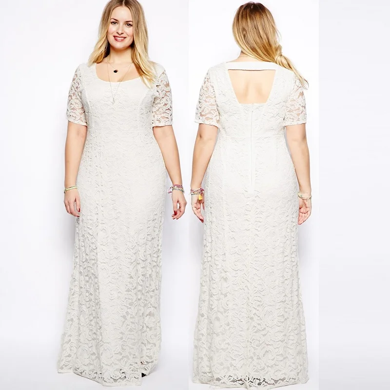 Черное, белое, бордовое, размера плюс, женское, 7XL, 8XL, вечерние, кружевное, макси платье, кружевное, длинное, Femme размера плюс, платья для женщин, 4XL, 5XL, 6XL - Цвет: Белый