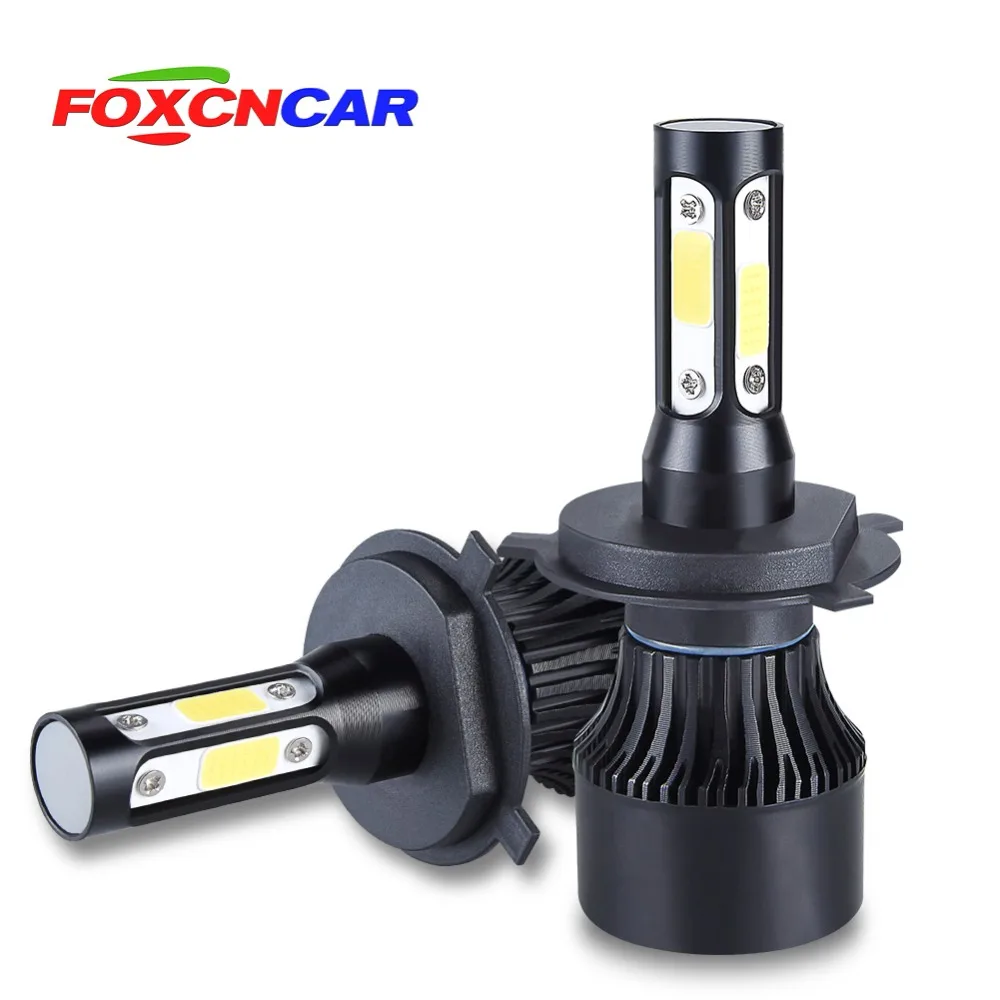 

Foxcncar 4 Side Lumens COB 100W 10000lm H4 Hi lo H7 H11 9005 9006 Car LED Headlight Bulbs Auto Led Headlamp LED Light 12v 24v
