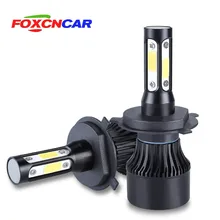 Foxcncar 4 Side Lumens COB 100W 10000lm H4 Hi lo H7 H11 9005 9006 Car LED Headlight Bulbs Auto Led Headlamp LED Light 12v 24v