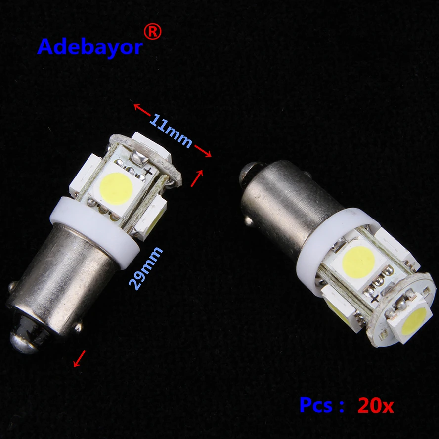 

20X T11 BA9S 5 SMD 5050 LED Light bulbs 5SMD T4W 1445 Q65B H6W 182 53 57 Car Indicators Light Interior Bulb Wedge Lamp 7color