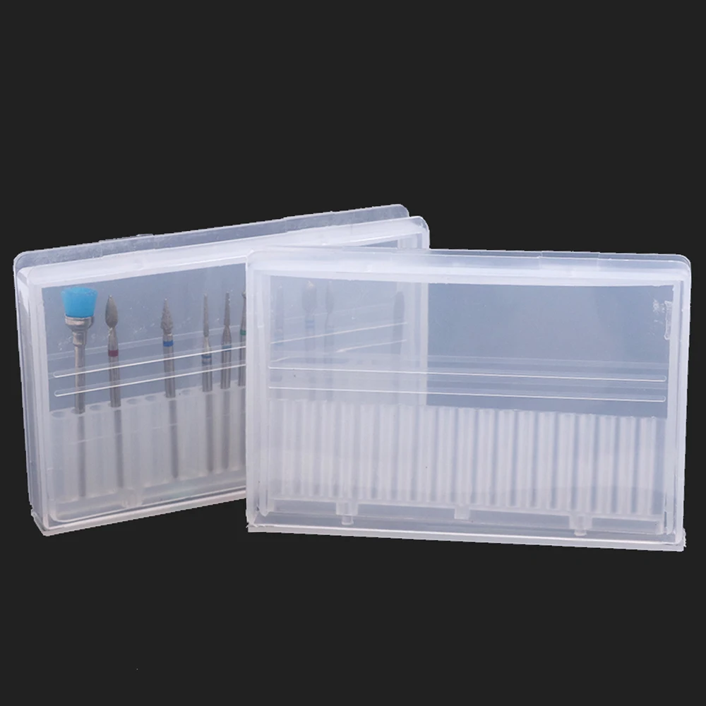 

1pcs Clear Nail Drill Bit File Storage Box 20 Slots Holder Stand Display Rectangle Acrylic Container 3/32 Manicure Tools JIA35