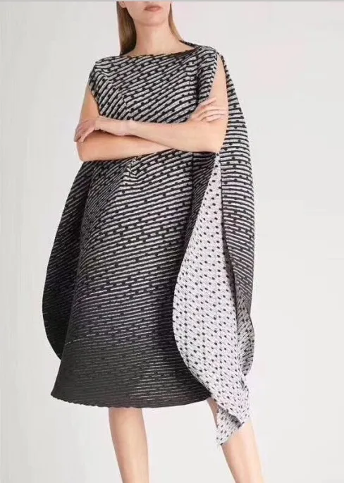 Miyake Плиссированное модное свободное эластичное Плиссированное цельнокроеное платье без рукавов с градиентом одежда 3D платья