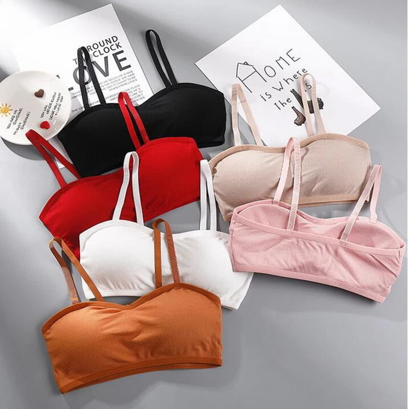 

New Women's Japanese Stripe Traceless Anti-Walking Bra, Pure Air-permeable Anti-Walking Bra II Girls'College Student vest