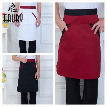 

Unisex Spliced Pocket Aprons Restaurant Home Kitchen Cozinha Chef Cooking Work Wear Uniforms Striped Waiter Half Apron