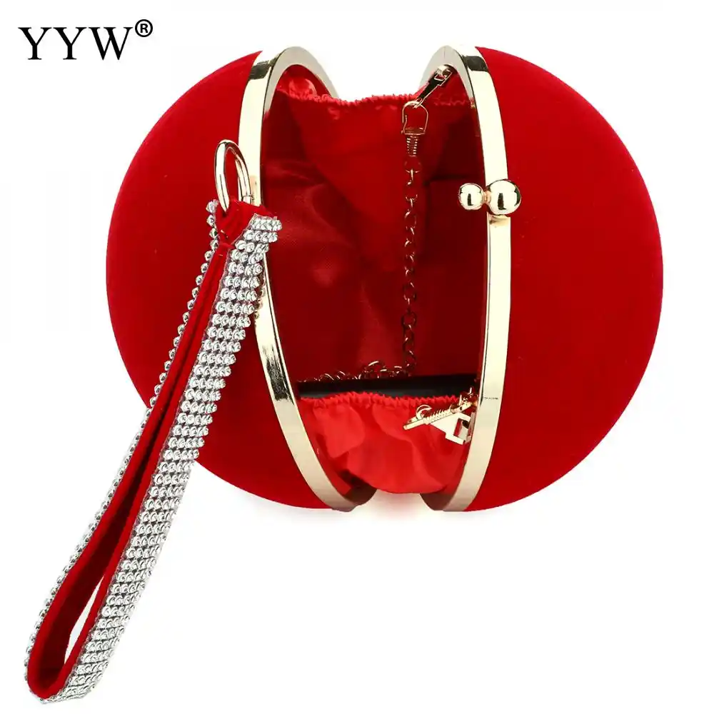 red clutch bag with chain