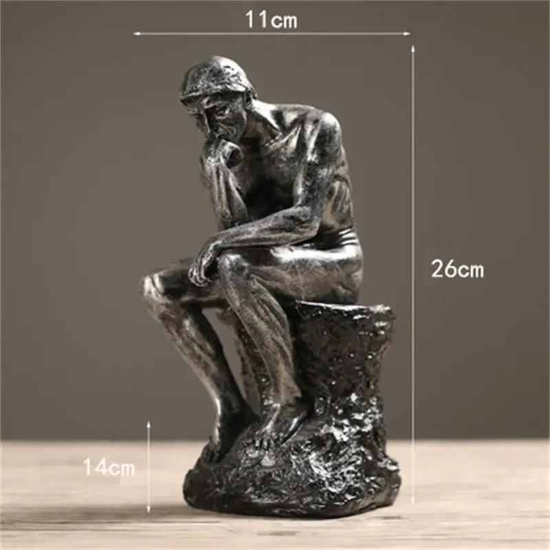 Rodin the Thinker статуя и скульптура Изобразительное искусство мужская фигура в Стиле Ню Европейская Статуэтка из смолы украшение дома ремесла подарок - Цвет: Picture