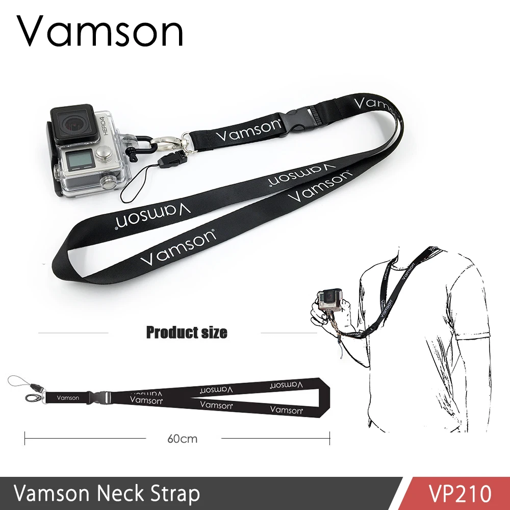 Vamson для GoPro аксессуары шейный ремень скрученный шнур с быстроразъемной пряжкой для Go Pro Hero7 6 5s 4 3+ для SJCAM для yi 4K