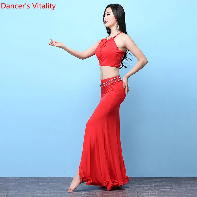 Лето для женщин мода без рукавов восточный танец конкурс танец живота комплект танцовщица длинная юбка практика одежда