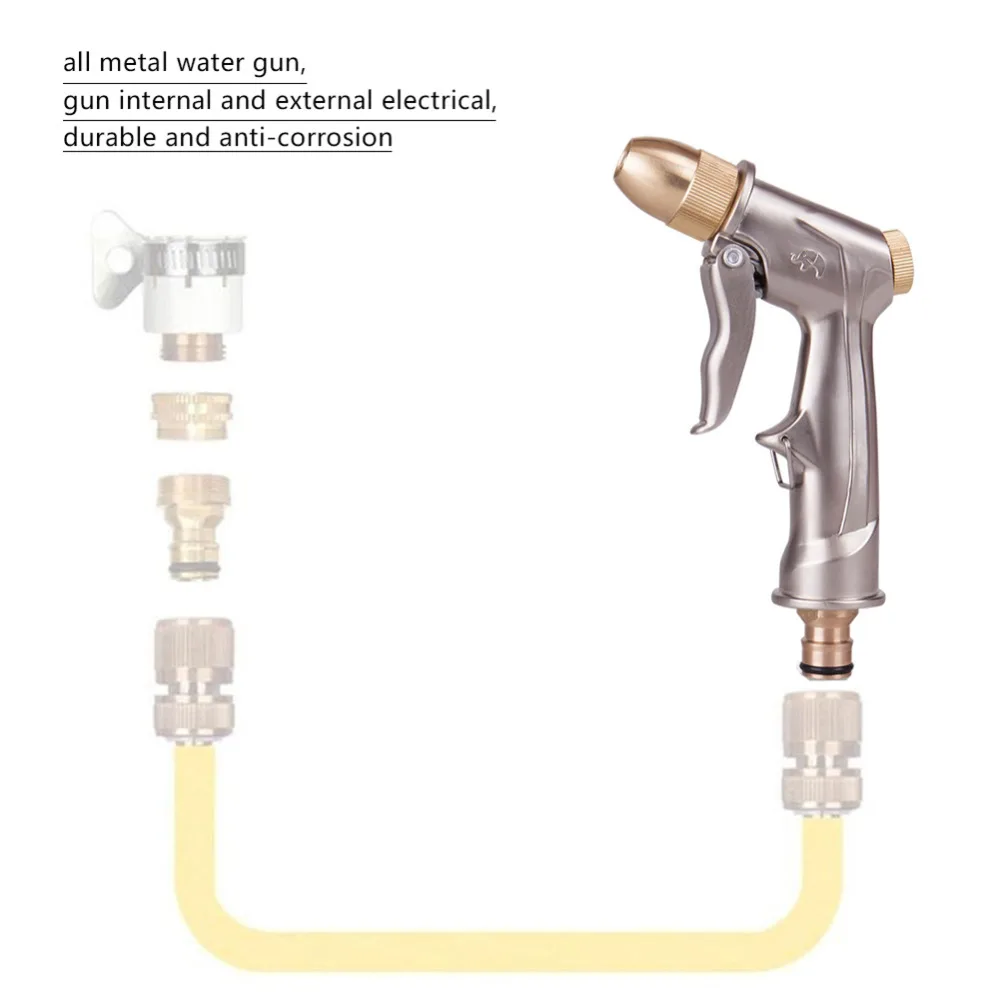 Водяной пистолет высокого давления, автомобильная мойка, Водоструйная металлическая садовая мойка, шланг, насадка, распылитель, полив, спрей, инструмент для очистки