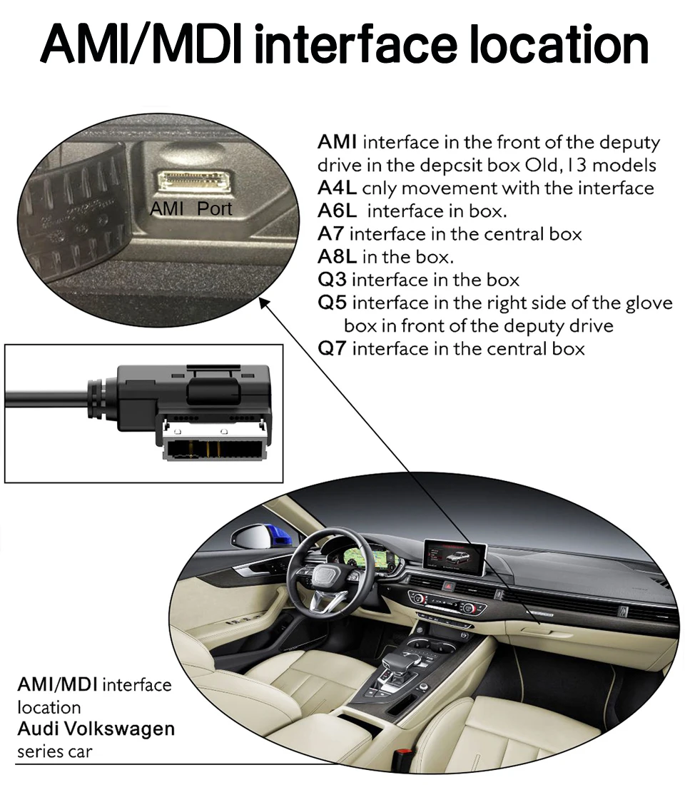 Auto MDI AMI MMI AUX Bluetooth4.0 USB зарядный кабель для VW Golf Passat Tigua Audi A6L A8L Q7 A3 A4L A3 A4 A6 A5 A1 S5 Q5 B6 B8 C6 B7 C7