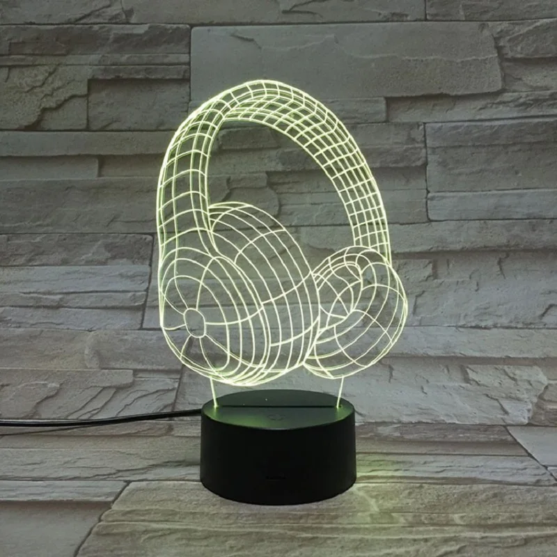 Ночные легкие наушники 3D лампа освещение для сна для детей подарок на день рождения музыкальный инструмент фонарик пульт дистанционного управления