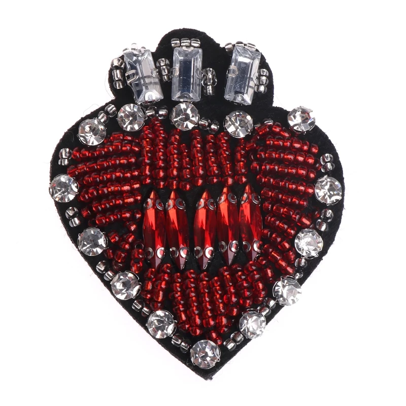 

Rhinestone Beaded Red Heart Shaped Patch for Clothing Sewing DIY Decor Patches