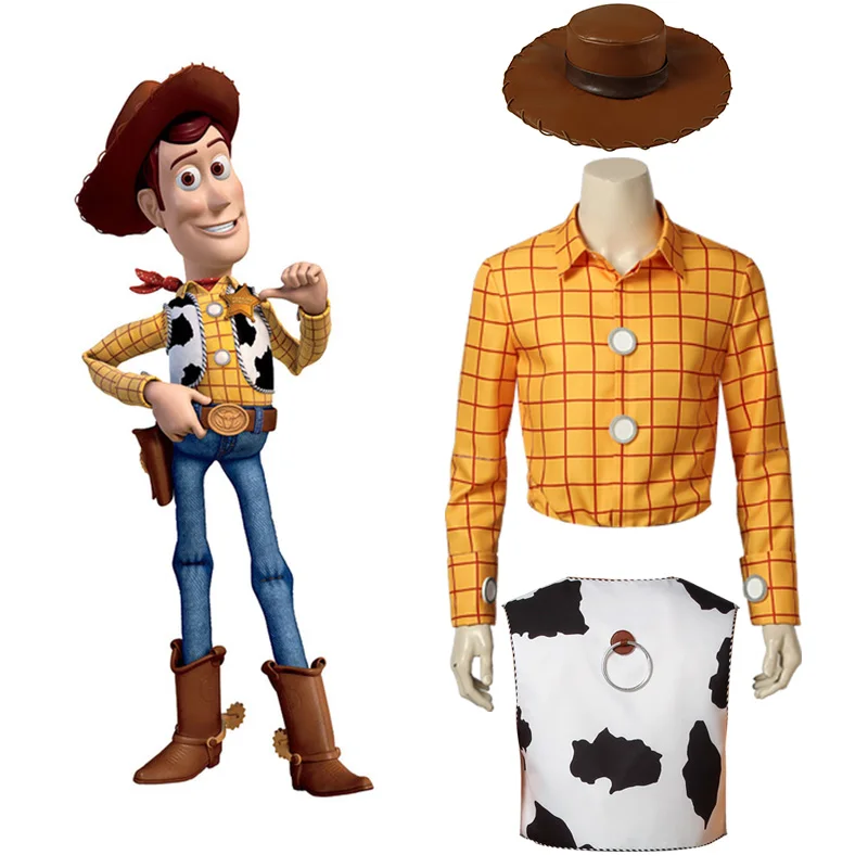 Toy Story Cosplay Woody Costume Cowboy Suit Hat Carnival Adult Men ...