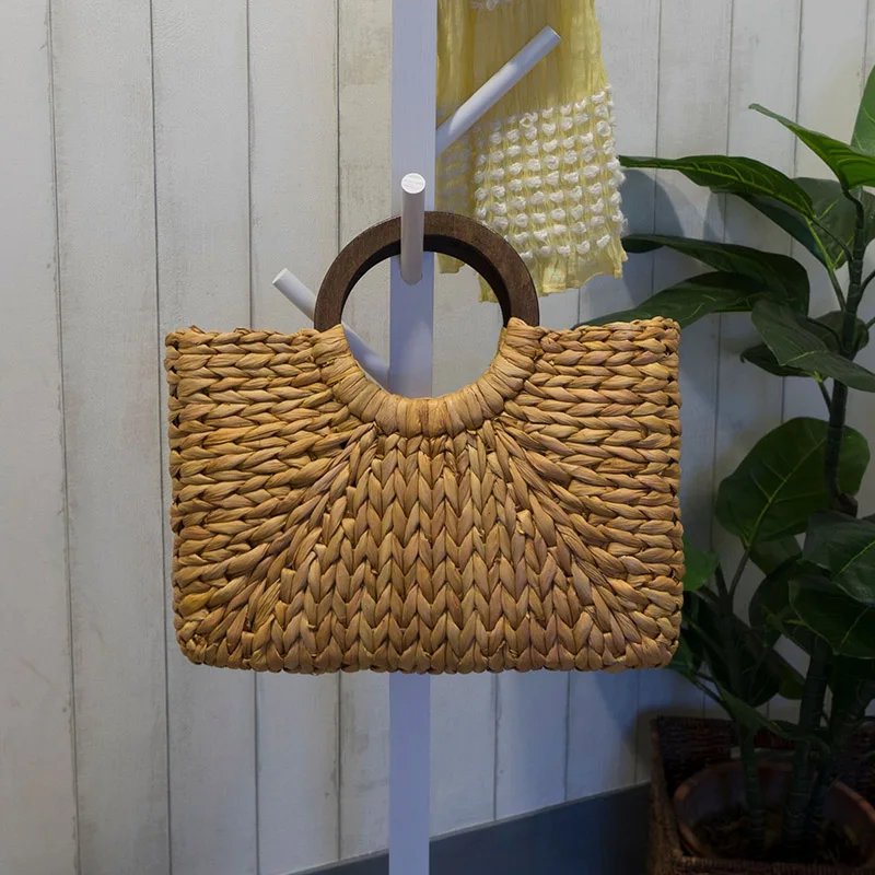 Women Vintage Rattan Handbag Female Bohemian Summer Beach Straw Bags Lady Simple Weave Bag Handmade Casual Large Tote SS0398 (1)