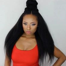 Italian Yaki Straight Wig High Ponytail Lace Front Wigs For Black Women Coarse Yaki Straight Brazilian Virgin Human Hair Wig