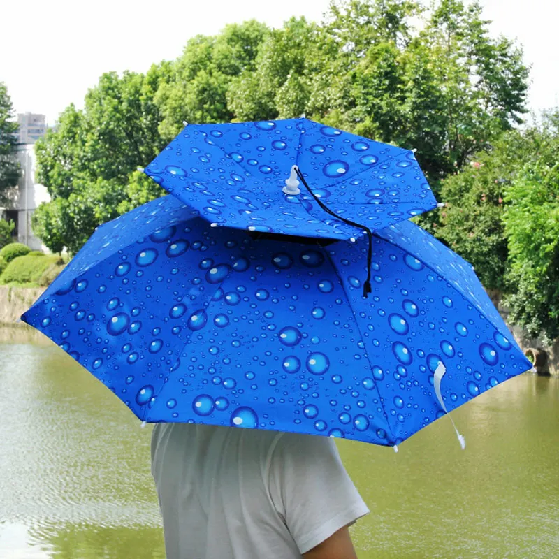Складной двухслойный зонт Панама, шапка для рыбалки водонепроницаемый складной зонт Анти-УФ руки открытый прогулки Солнце Дождь щиток от снега шляпа