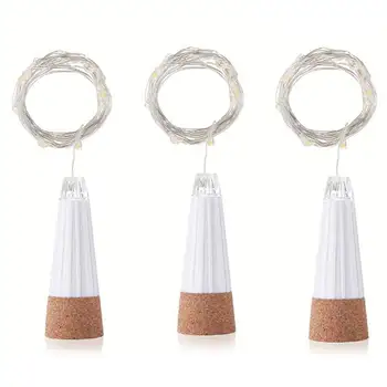 

Led Cork Light for Wine Bottle USB Rechargeable Copper Wire String Light DIY Decor 15 Led 1.5M Warm White 3 Pcs