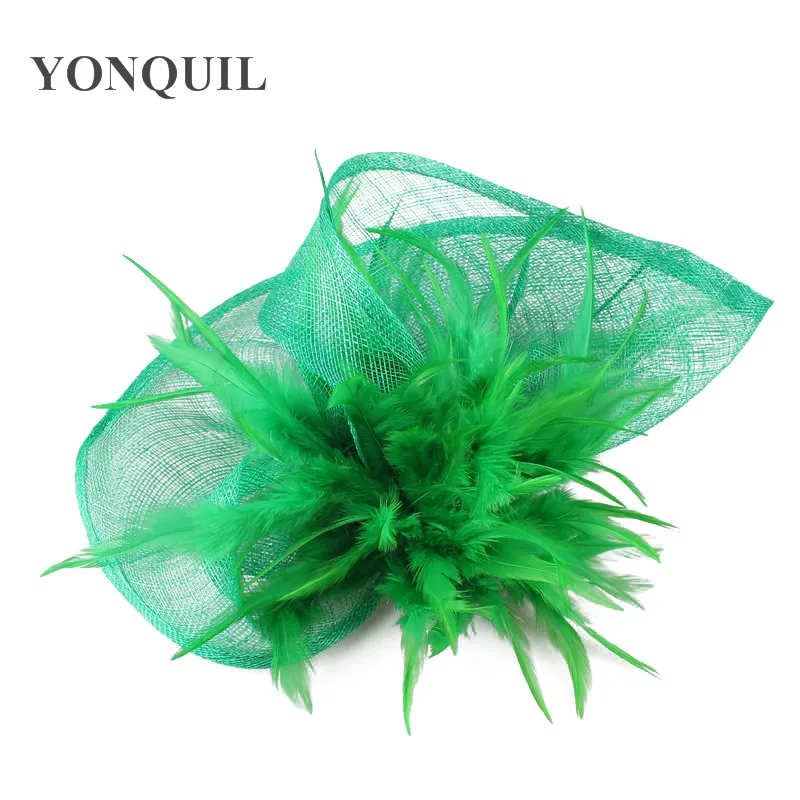Модное украшение на голову с перьями 17 цветов высокого качества для торжественного случая Свадебные аксессуары шляпки из соломки синамей с вуалеткой событие головной убор MYQ032